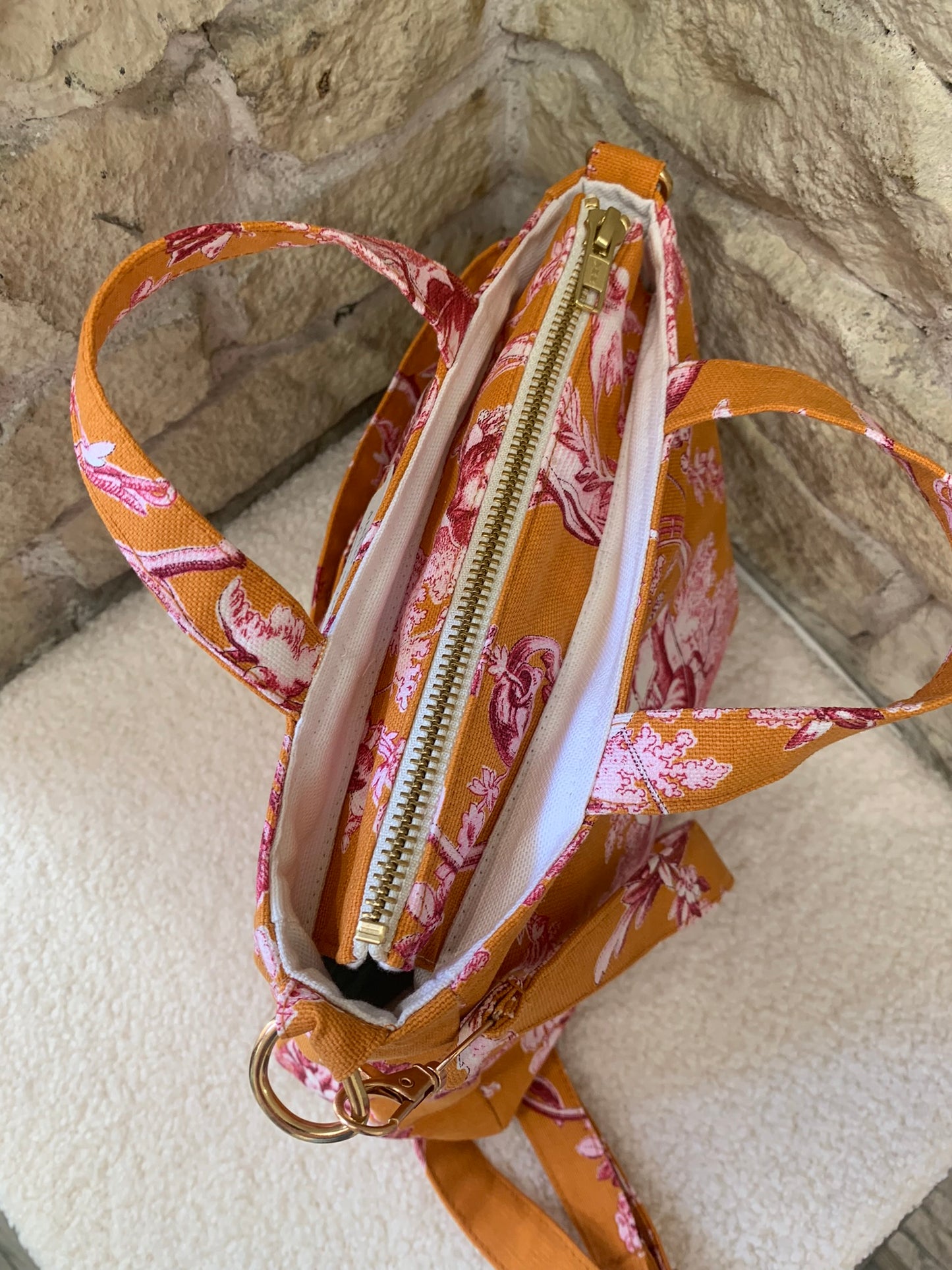 Mini Cabas - Jouy de Fruits Orange & Fuchsia