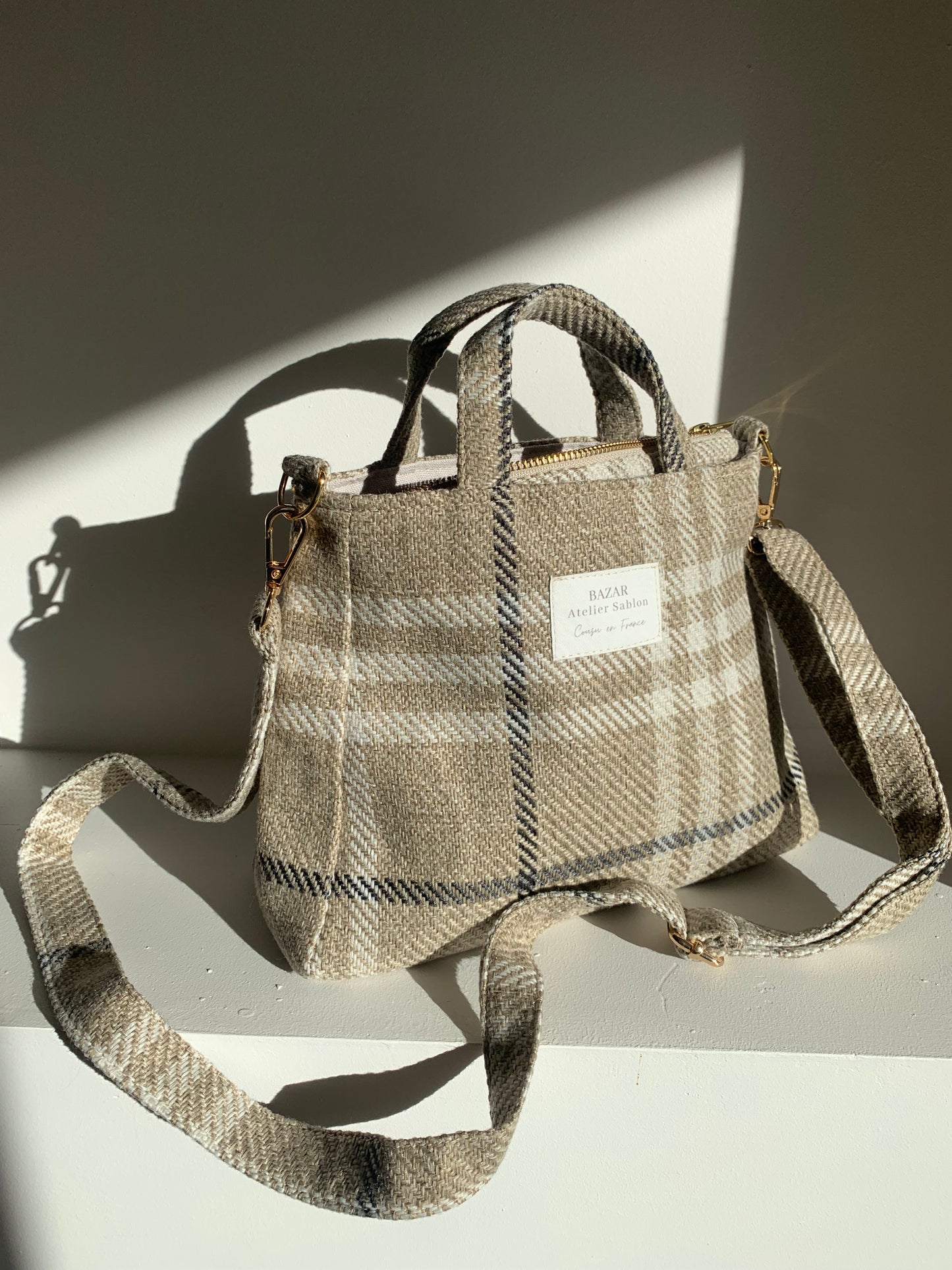 Mini Cabas - Tartan Pion Taupe
