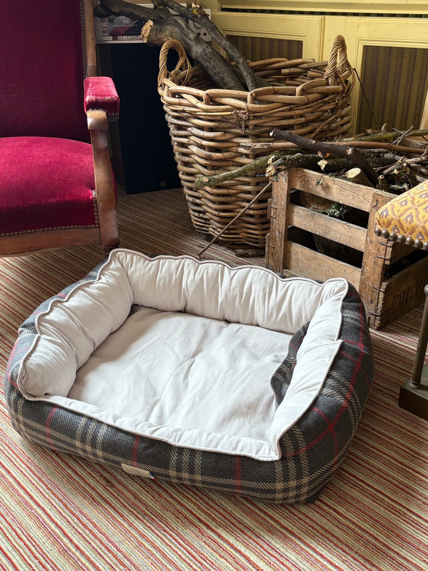 Panier pour chien - Tartan Pion noir