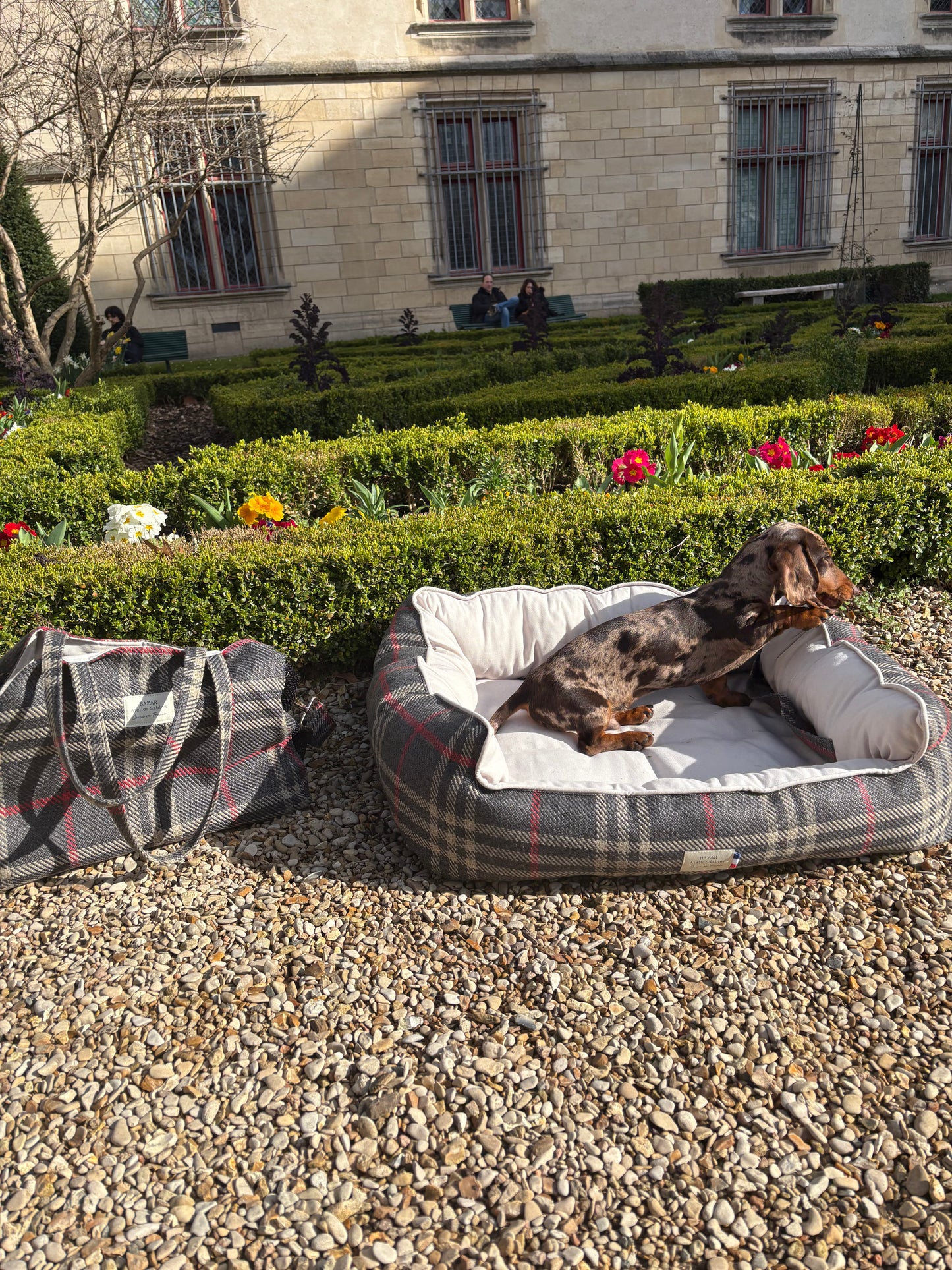 Panier pour chien - Tartan Pion noir