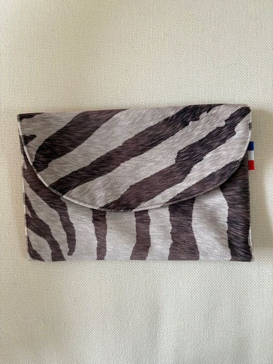 Pochette enveloppe - Pile Poil Zèbre Marron