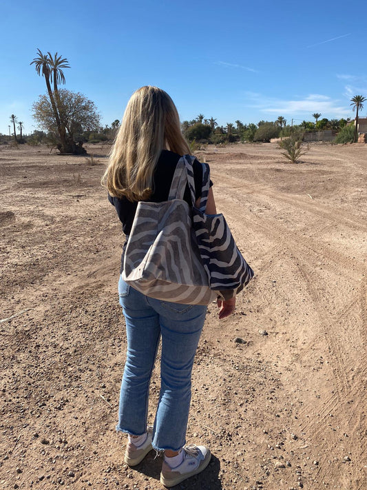 Cabas - Pile Poil Zèbre Greige