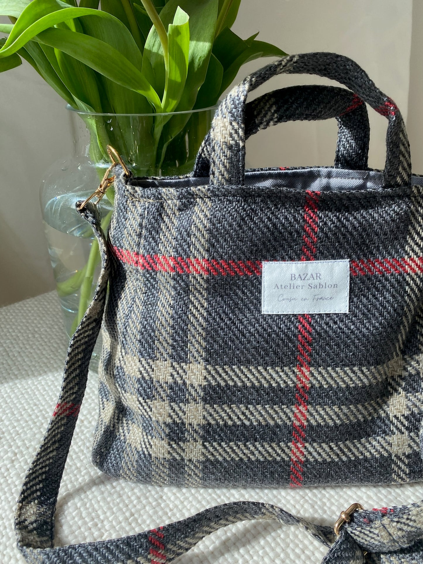 Mini Cabas - Tartan Pion Noir