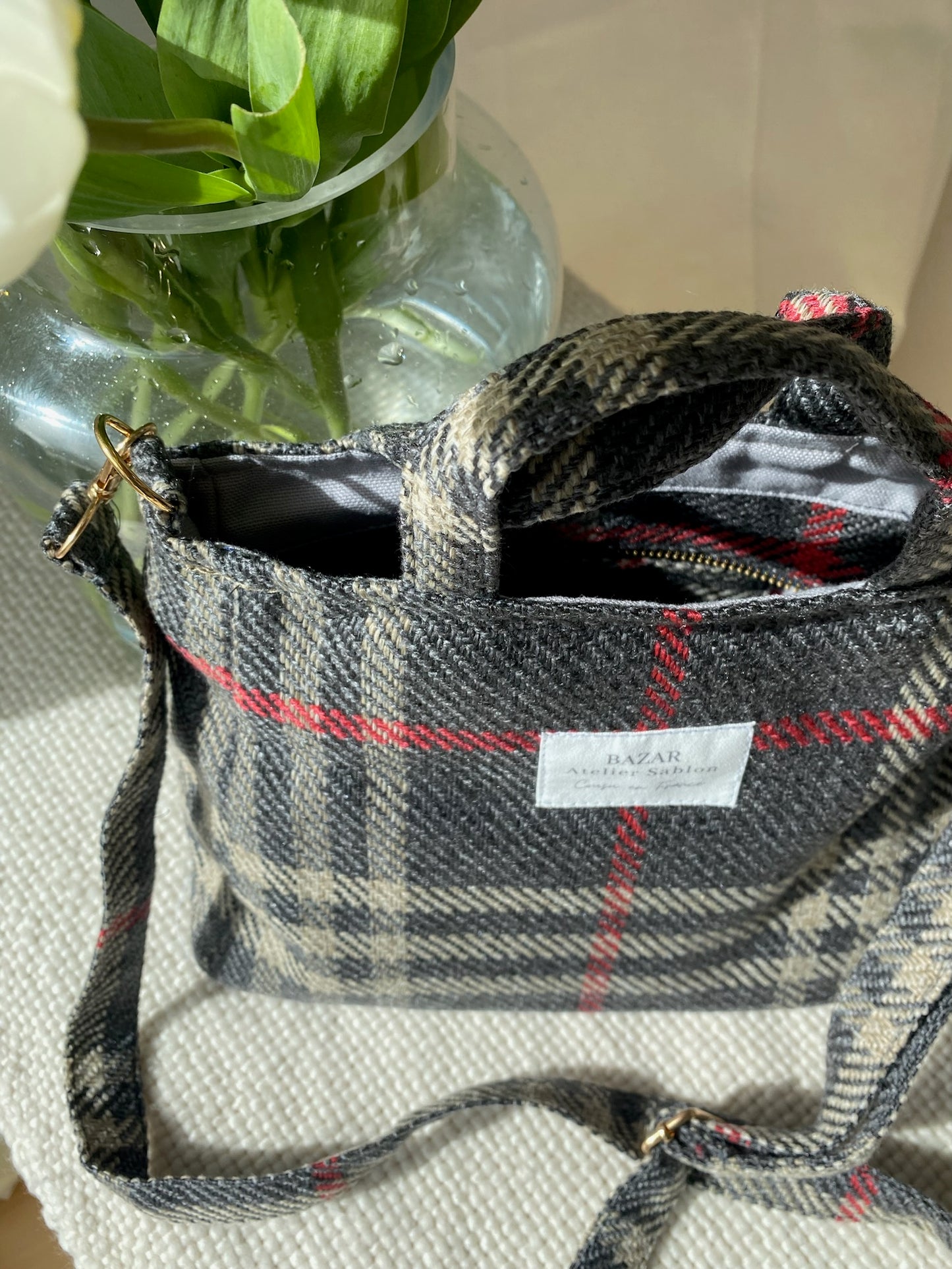 Mini Cabas - Tartan Pion Noir
