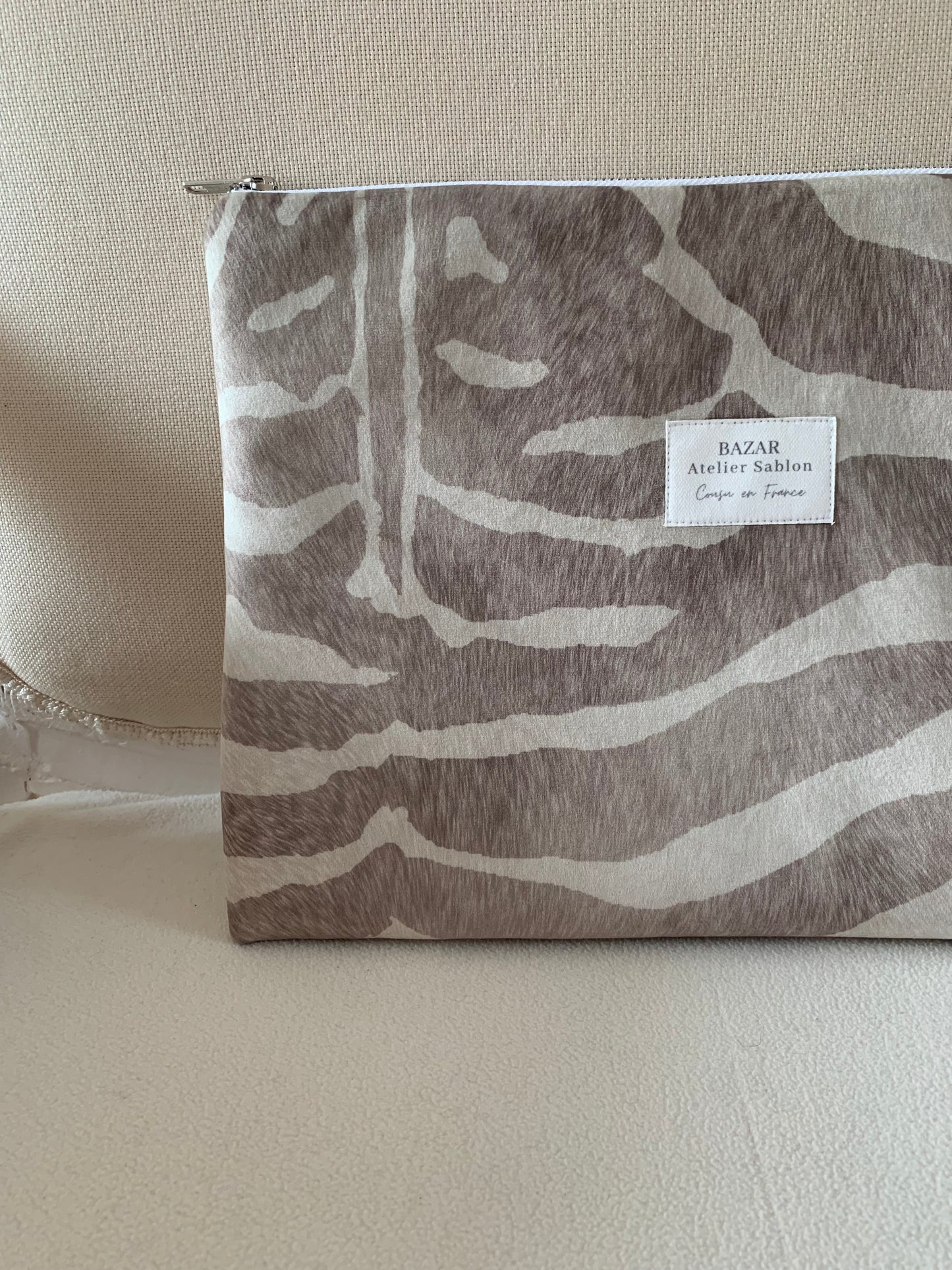 Pochette Ordinateur 13'' - Pile Poil Zèbre Greige