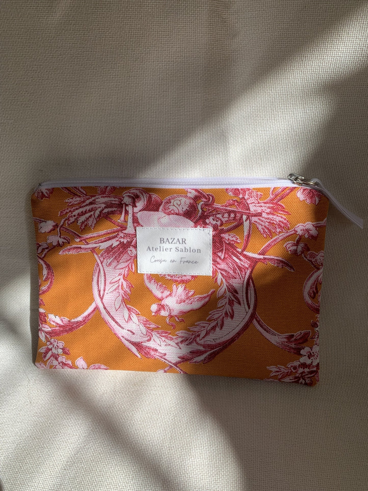 Pochette Plate - Jouy de Fruits Orange & Fuchsia