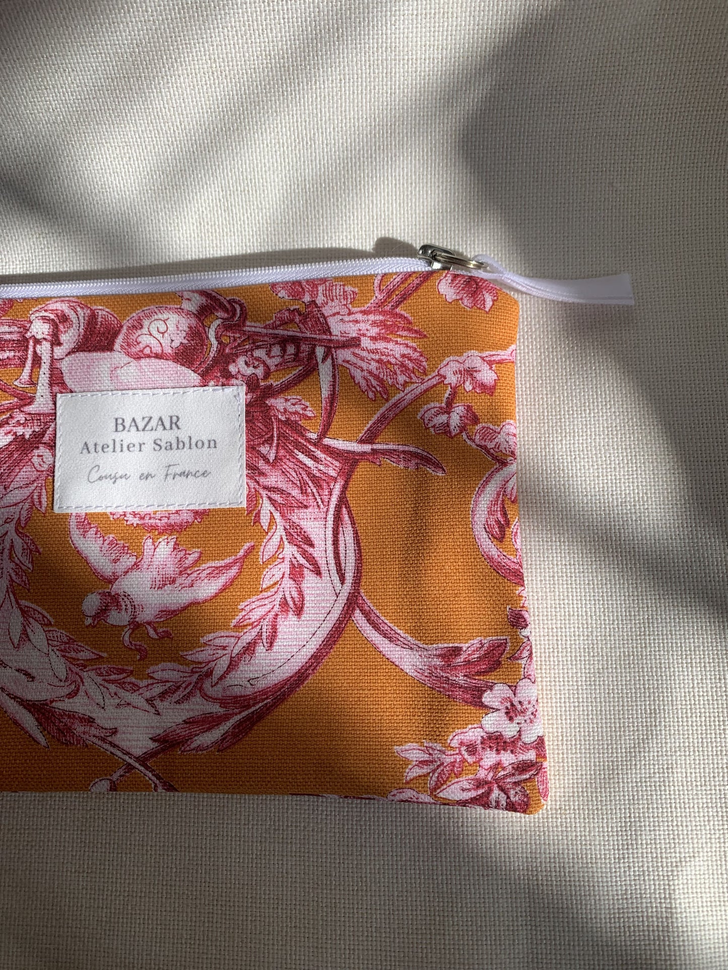 Pochette Plate - Jouy de Fruits Orange & Fuchsia