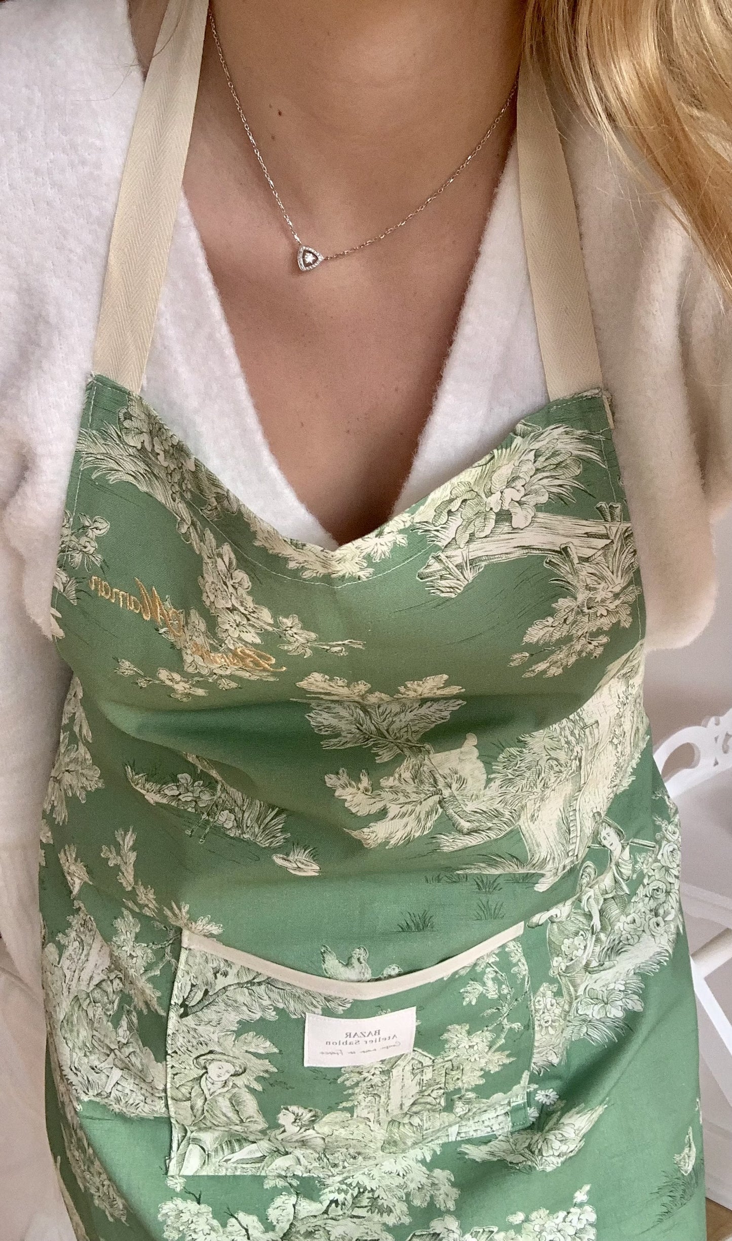 Tablier Adulte - Jouy de Fruits vert foncé