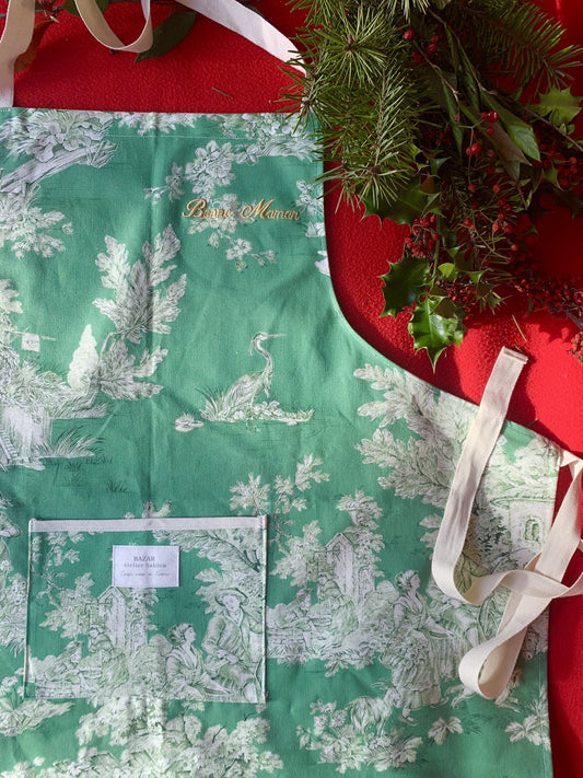 Tablier Adulte - Jouy de Fruits vert foncé