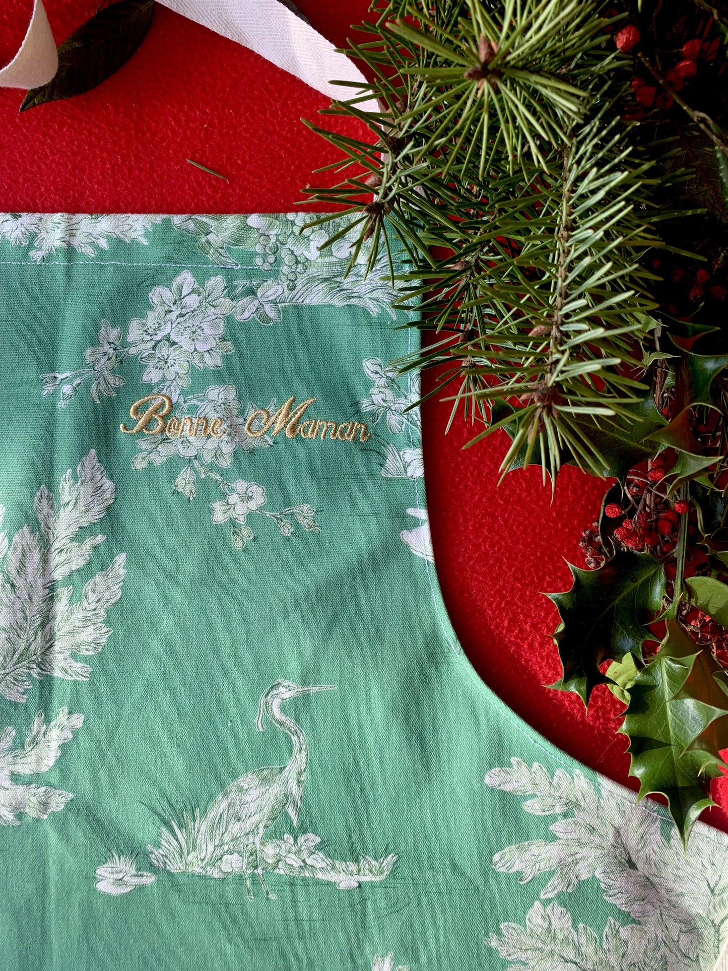 Tablier Adulte - Jouy de Fruits vert foncé