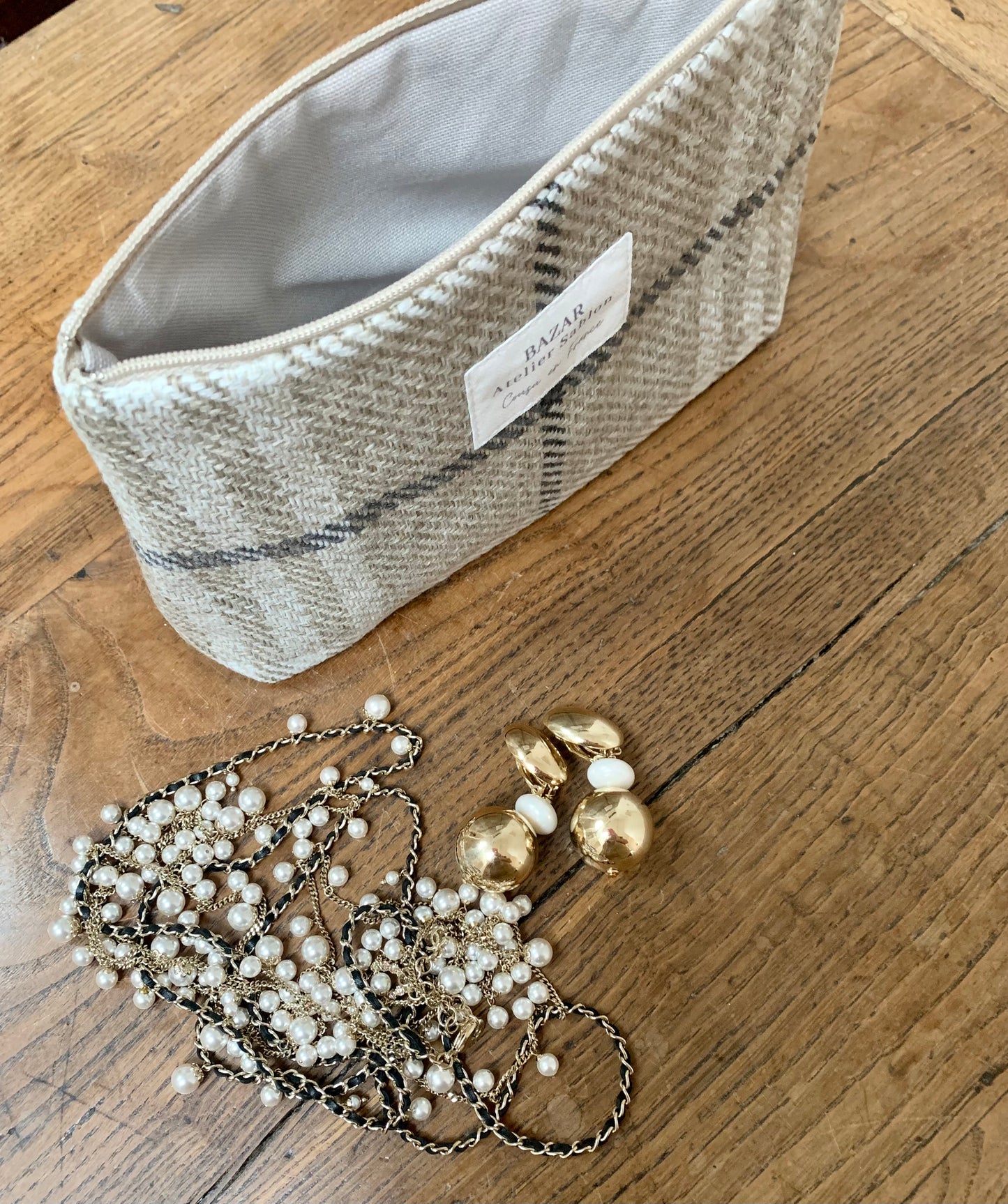 Trousse de Toilette - Tartan Pion Taupe