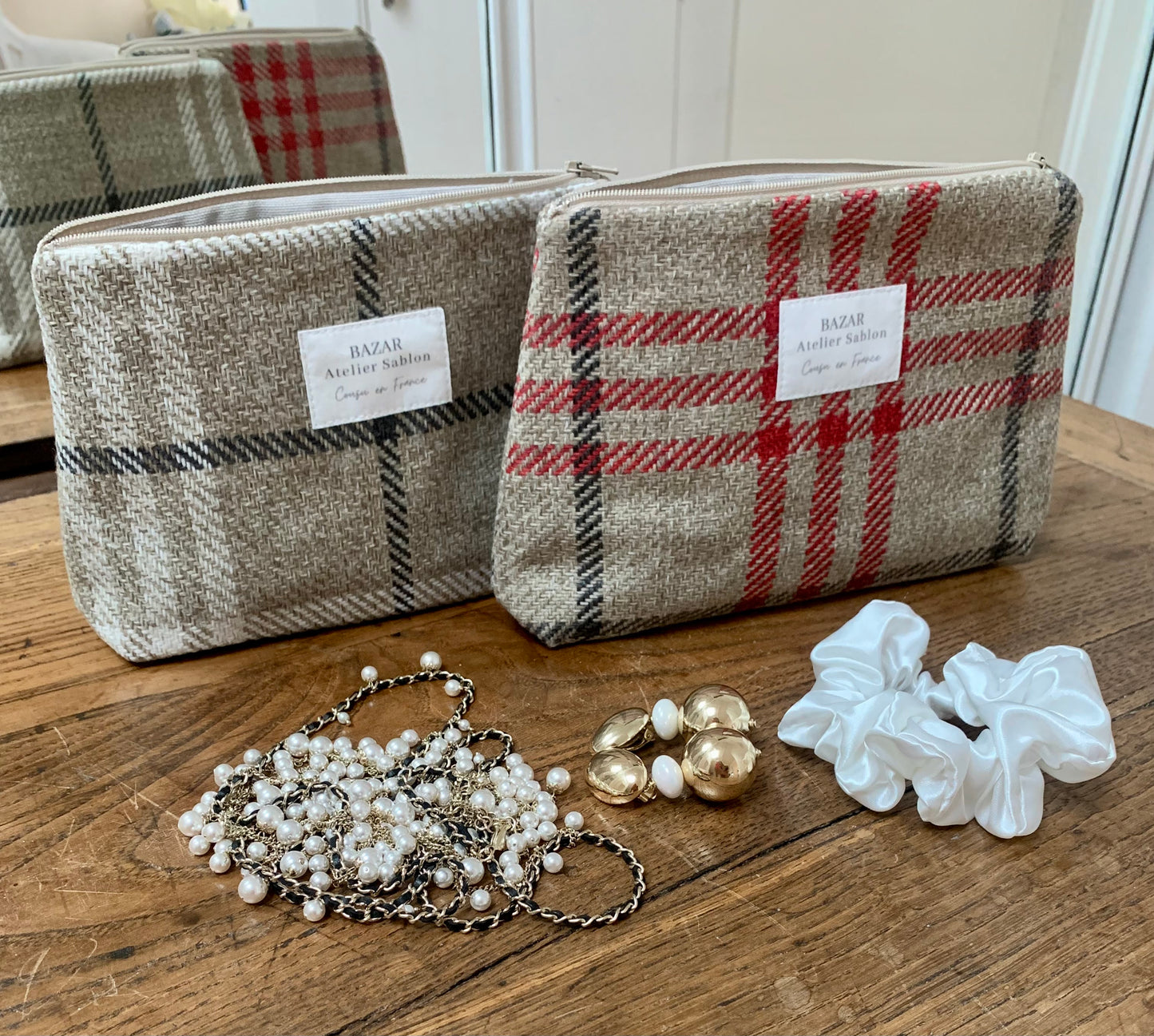 Trousse de Toilette - Tartan Pion Taupe
