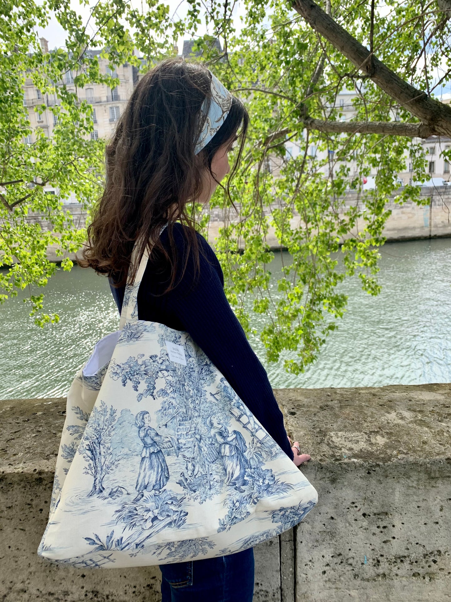 CABAS TOILE DE JOUY BLEU / CABAS MADE IN FRANCE