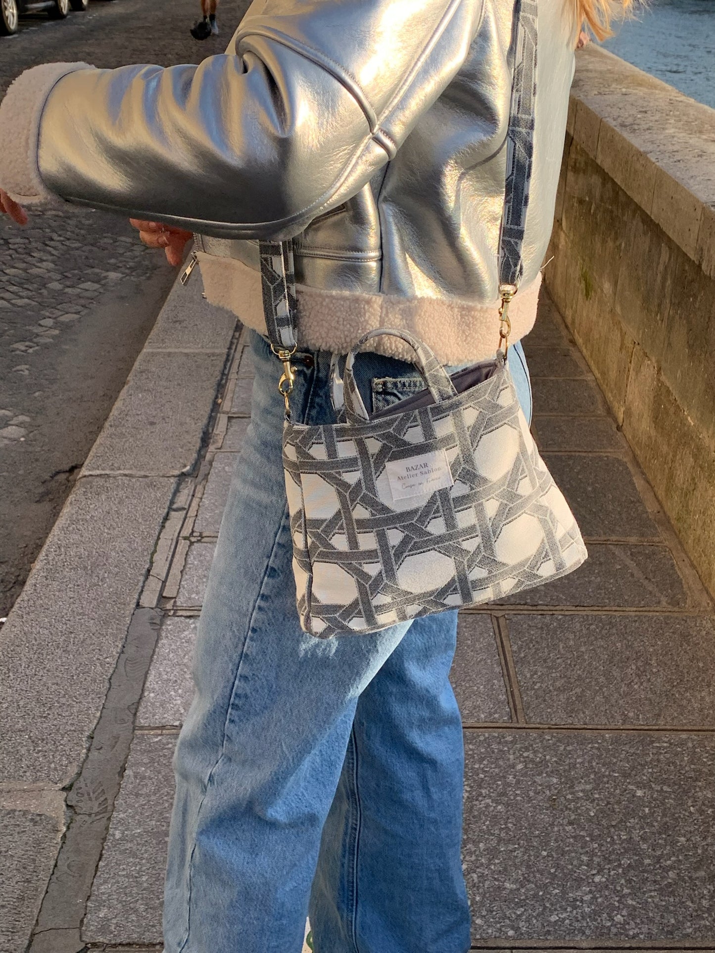 Mini Cabas - Cannage Gris