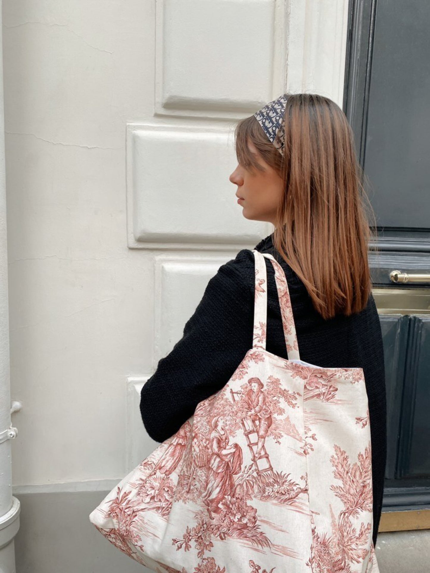 CABAS TOILE DE JOUY ROUGE / CABAS MADE IN FRANCE