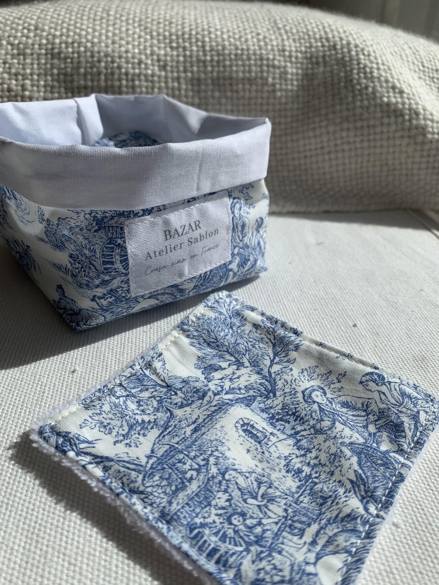 Panier lingettes réutilisables - Jouy de Fruits mini bleues