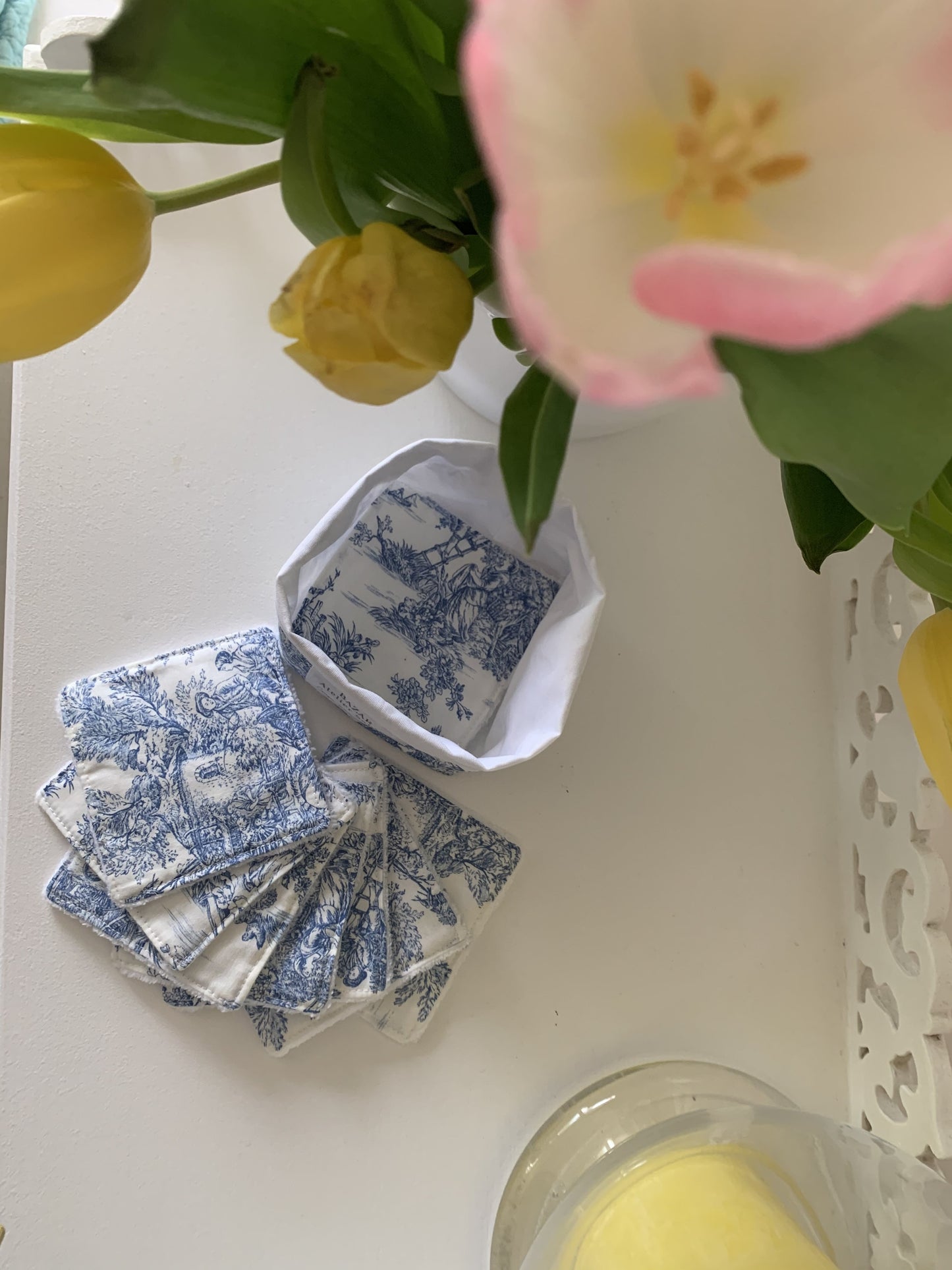 Panier lingettes réutilisables - Jouy de Fruits mini bleues