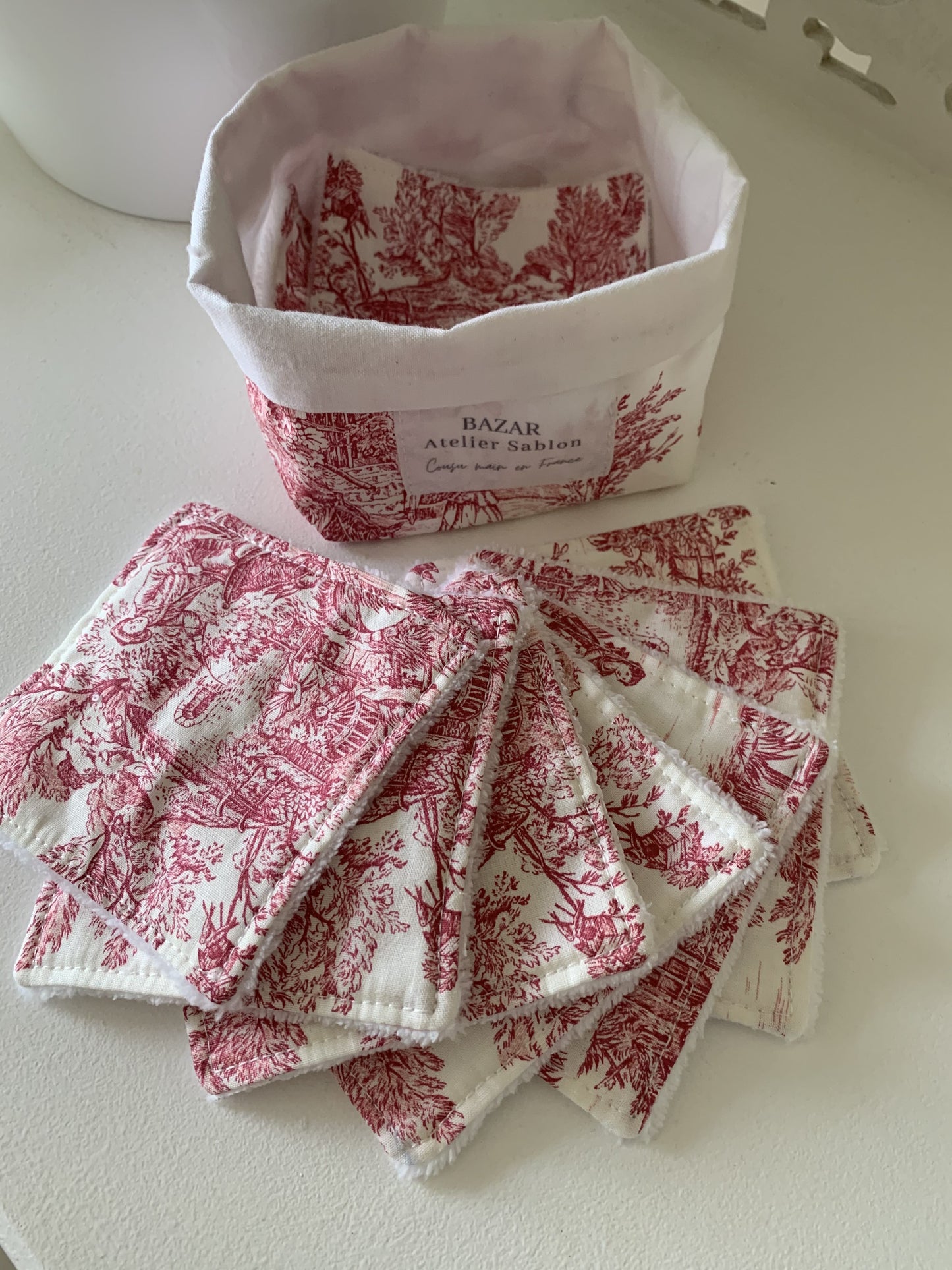 Panier lingettes réutilisables - Jouy de Fruits mini rouges