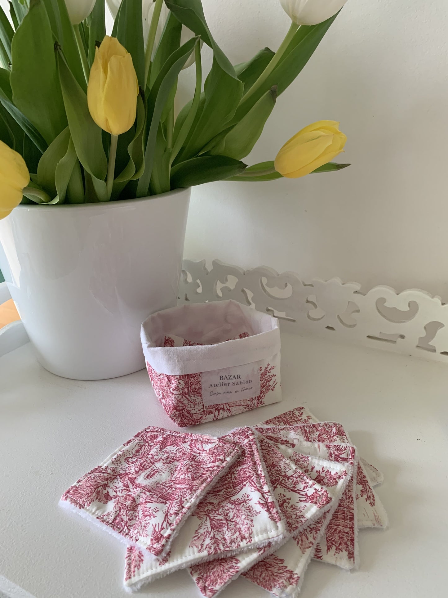 Panier lingettes réutilisables - Jouy de Fruits mini rouges