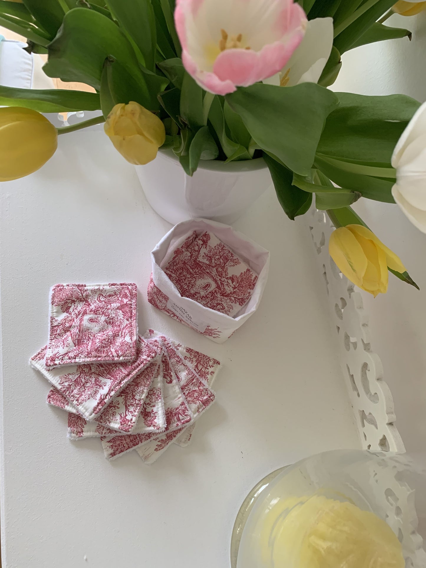 Panier lingettes réutilisables - Jouy de Fruits mini rouges