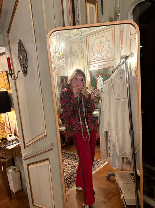 Précommande Chemise manche longue - Marie-Antoinette Tartan Pion Rouge