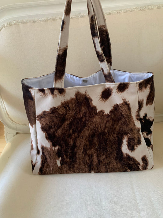 Cabas - Pile Poil Vache Marron