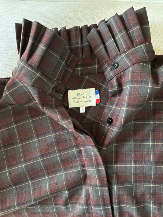 Précommande Chemise manche longue - Marie-Antoinette Tartan Pion Marron