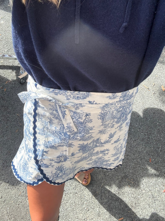 Jupe portefeuille - Jouy de Fruits Croquet Bleu