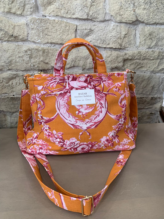 Mini Cabas - Jouy de Fruits Orange & Fuchsia