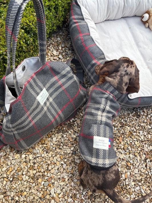 Précommande Veste pour chien - Tartan Pion noir