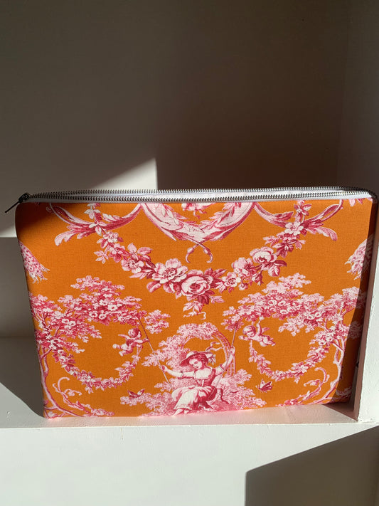 Pochette Ordinateur 13'' - Jouy de Fruits Orange & Fuchsia