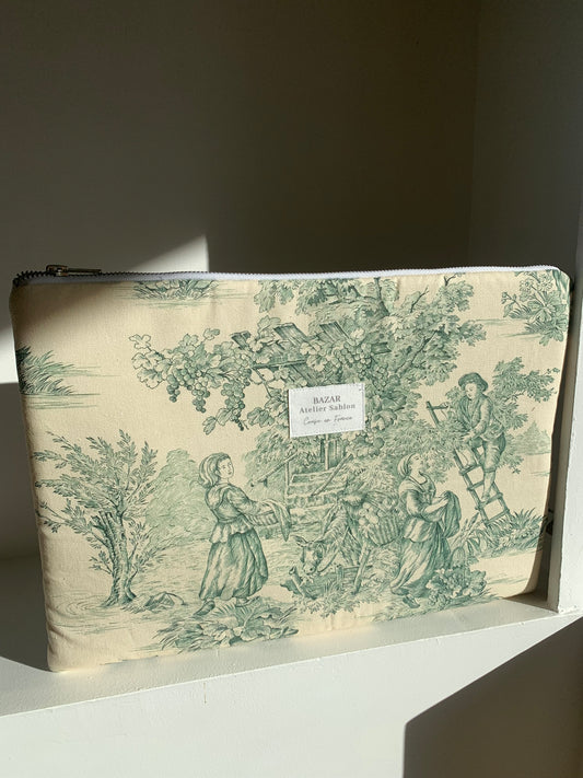 Pochette Ordinateur 13'' - Jouy de Fruits Vert