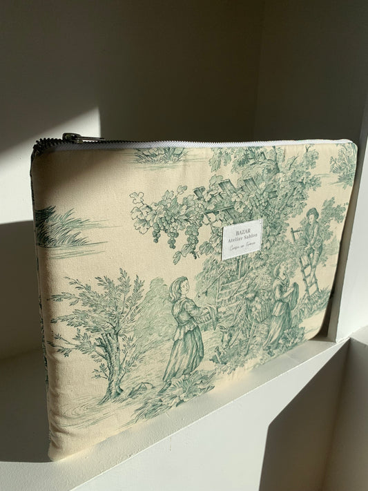 Pochette Ordinateur 13'' - Jouy de Fruits Vert