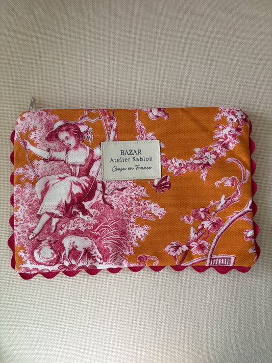 Pochette Plate - Jouy de Fruits Orange Croquet