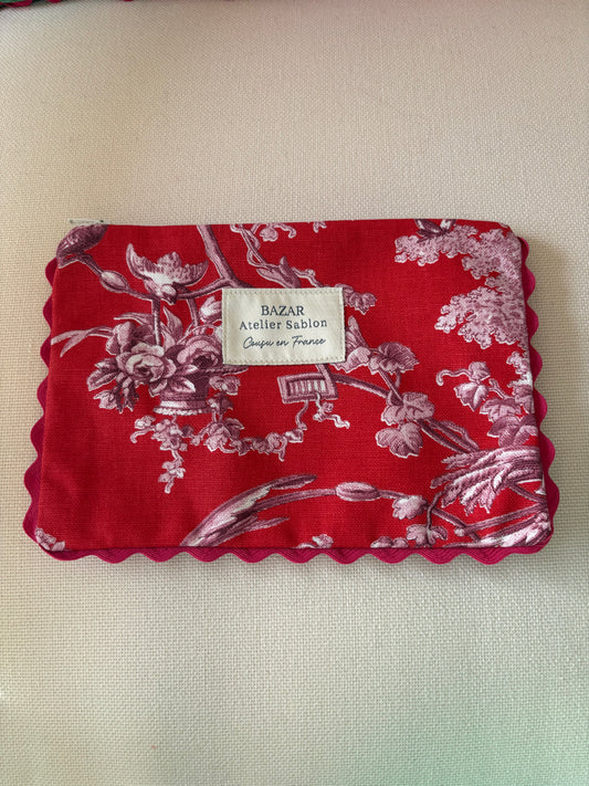 Pochette Plate - Jouy de Fruits Rouge Coquelicot Croquet