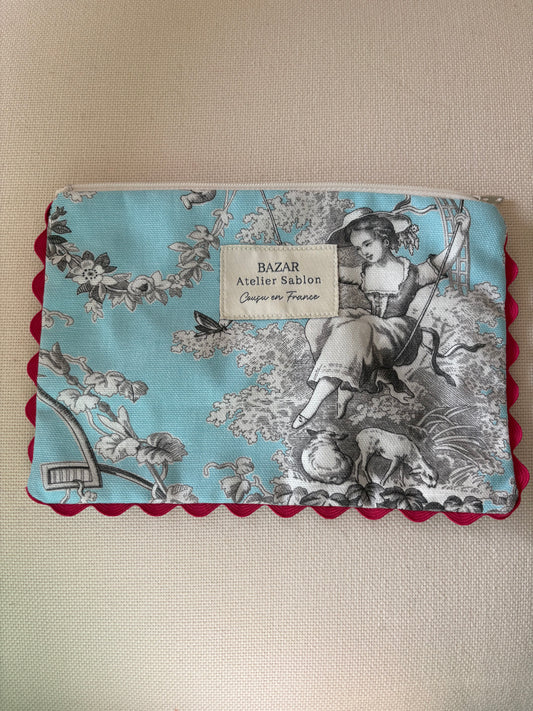Pochette Plate - Jouy de Fruits Turquoise Croquet