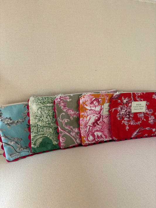 Pochette Plate - Jouy de Fruits Lila & Taupe croquet