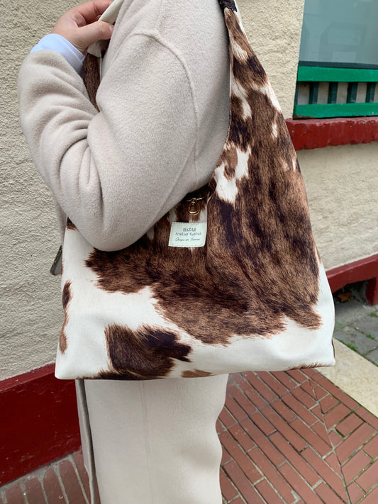 Besace - Pile Poil Vache Marron