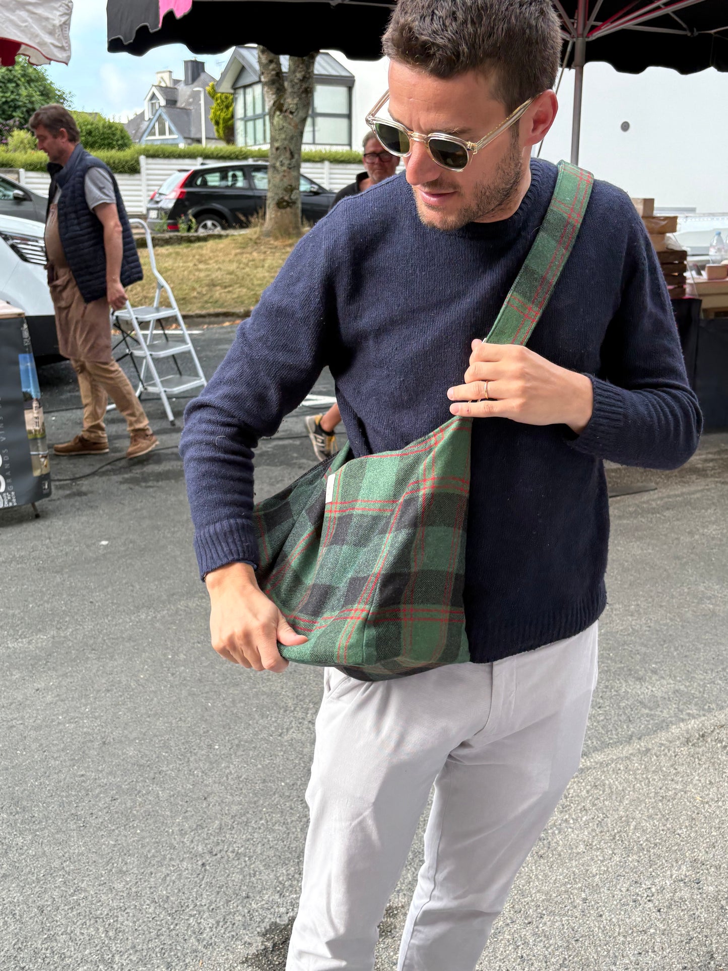 Cabas avec bandoulière - Tartan Pion Vert