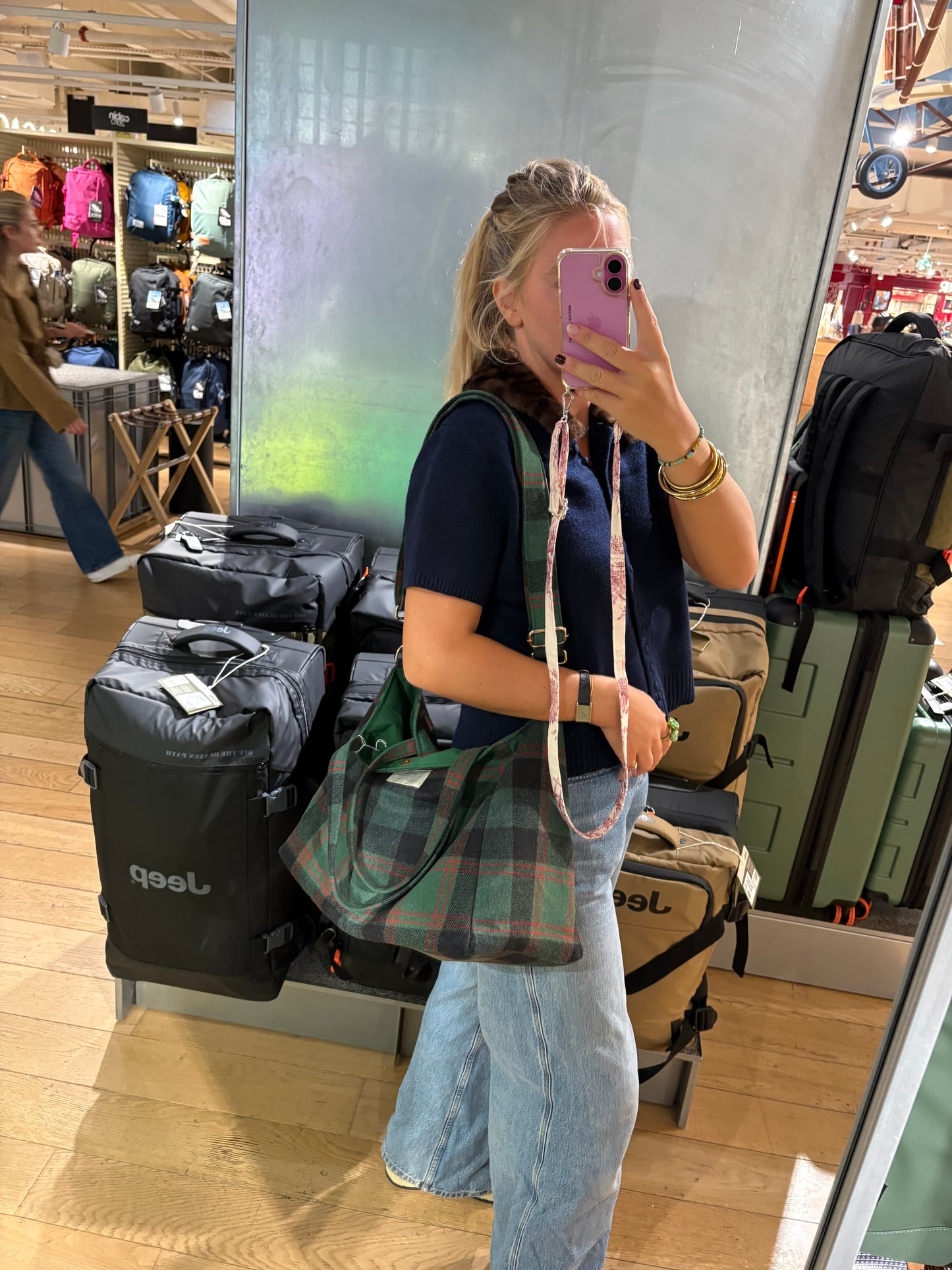 Cabas avec bandoulière - Tartan Pion Vert