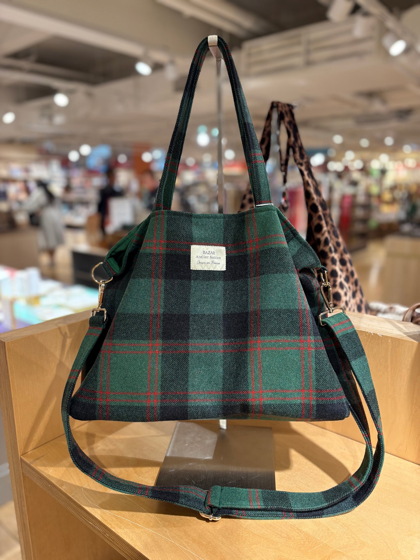 Cabas avec bandoulière - Tartan Pion Vert