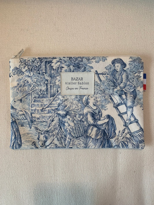 Pochette Plate - Jouy de Fruits Bleu