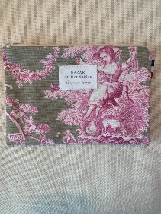 Pochette Plate - Jouy de Fruits Lila & Taupe