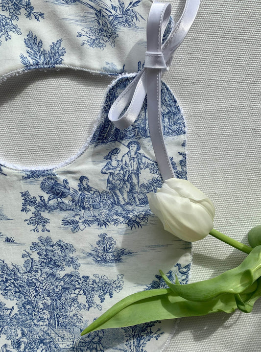 Bavoir naissance - Jouy de Fruits bleu