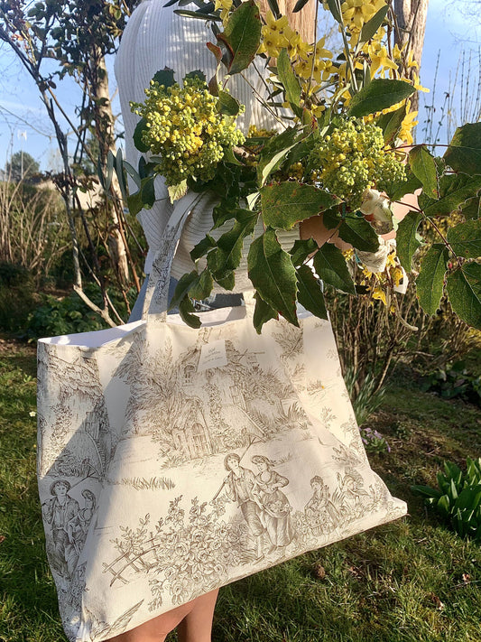 CABAS TOILE DE JOUY MOKA