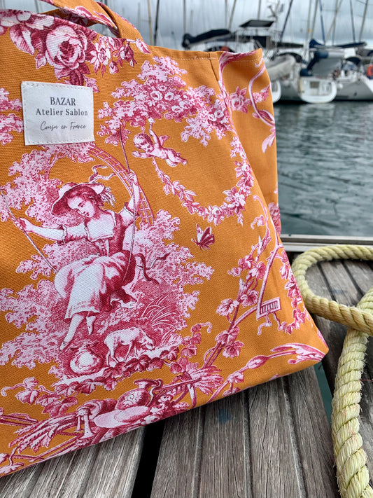 Cabas - Jouy de Fruits Orange & Fuchsia