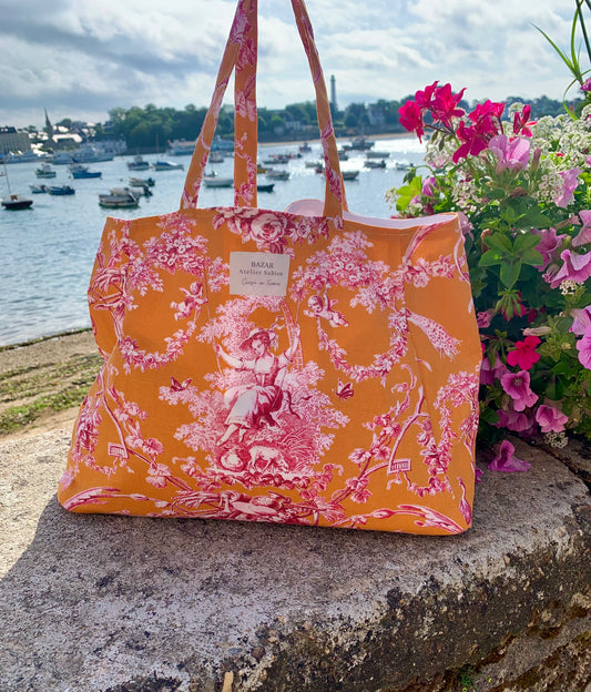 Cabas - Jouy de Fruits Orange & Fuchsia