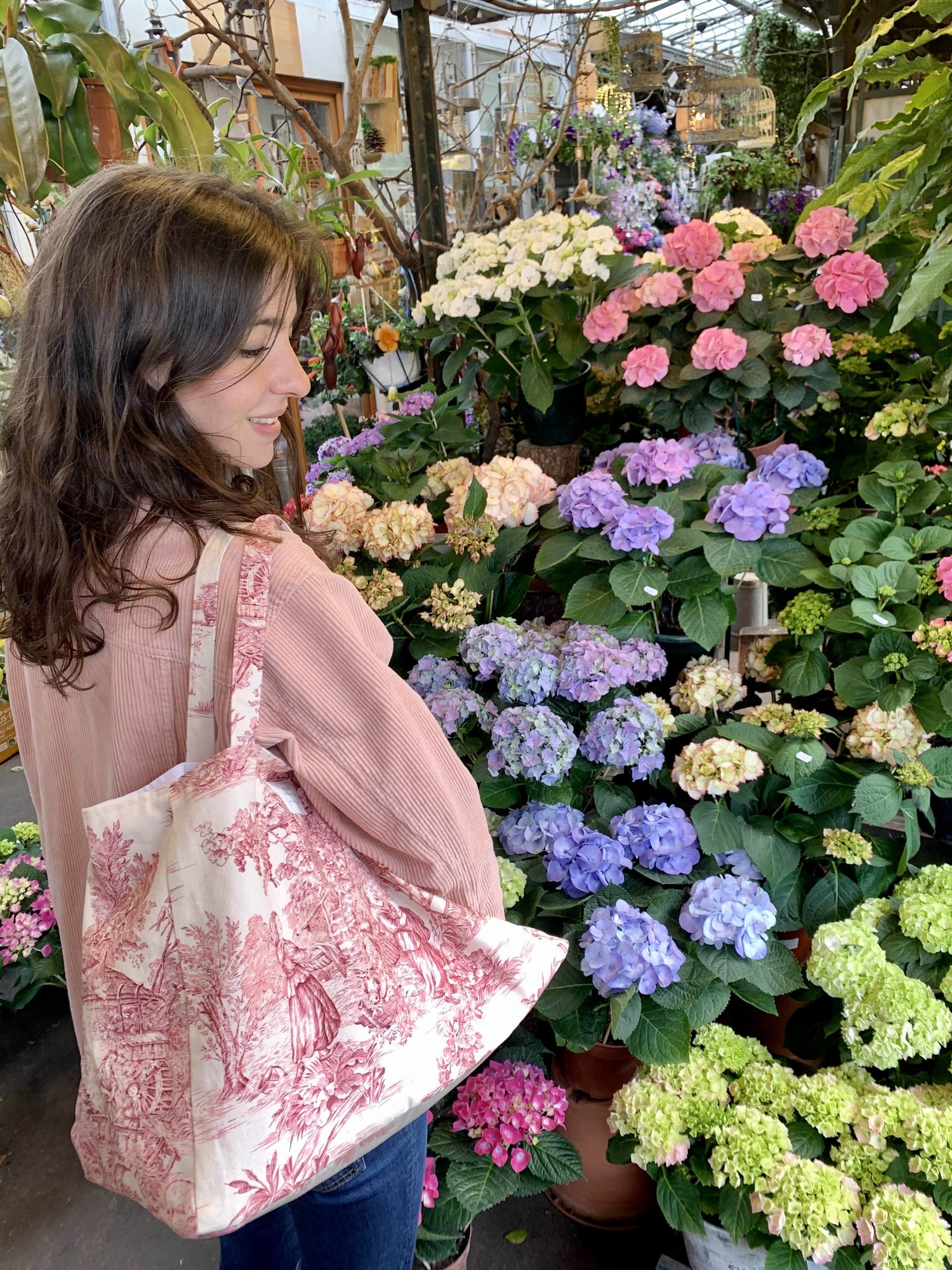 CABAS TOILE DE JOUY ROUGE / CABAS MADE IN FRANCE
