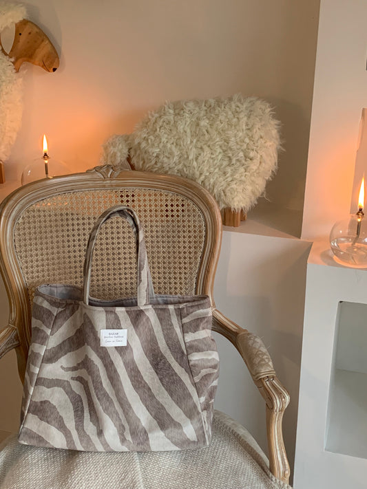 Cabas - Pile Poil Zèbre Greige