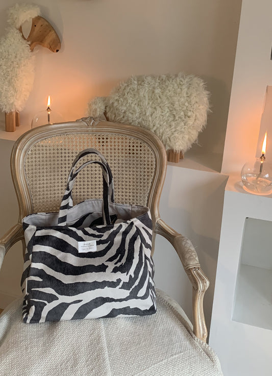 Cabas - Pile Poil Zèbre Noir